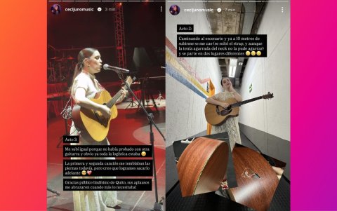 Ceci Juno cuenta cómo se le dañó la guitarra antes de su concierto.