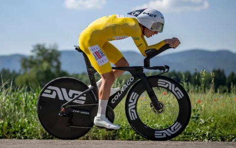 Tadej Pogacar, en la contrarreloj (etapa 4) de la Vuelta a Suiza 2026.