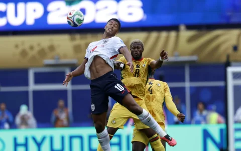 Antoine Semenyo, de Ghana, en acción durante el partido de la fase de grupos de la Copa Mundial de la FIFA 2026 entre Inglaterra y Ghana.
