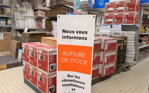Los franceses practican un nuevo deporte de riesgo: la búsqueda desesperada de un ventilador para tratar de combatir la ola de calor..