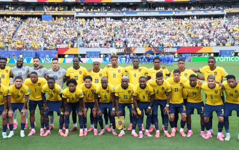 El equipo completo de Ecuador que venció a Alemania.