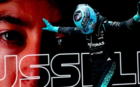 George Russell (Mercedes), celebra la victoria en el Gran Premio de Austria.