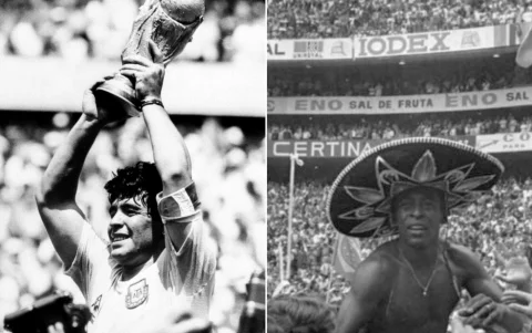 Diego Maradona (izq.) se consagró en el estadio Azteca en 1986; Pelé lo logró en 1970.