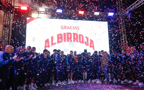 Los jugadores de la selección de Paraguay durante la recepción al equipo, tras ser eliminada por Francia en los octavos de final