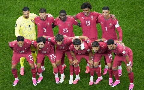 Portugal, en el partido contra España del Mundial 2026, con Cristiano Ronaldo (7) como figura más visible.