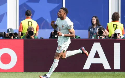 Kylian Mbappé en la celebración de gol en la victoria de Francia (2) ante Marruecos (0).