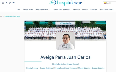 Captura de pantalla de la página web del Hospital Alcívar.