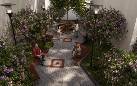 Diseño de un parque de bolsillo en el centro de Guayaquil.