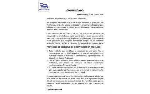 Comunicado del comité de Entre Ríos, sobre la visita del Ministerio de Ambiente.