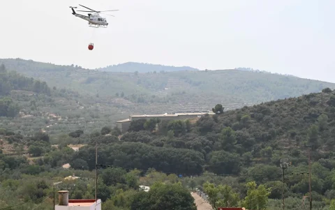 Chóvar (Castellón, España), uno de los municipios afectados por el incendio que ha arrasado ya 7.200 hectáreas.