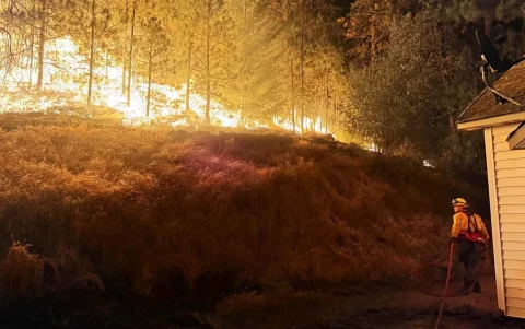 Equipos de bomberos aprovechan una breve tregua del calor para sofocar los focos de incendios activos.