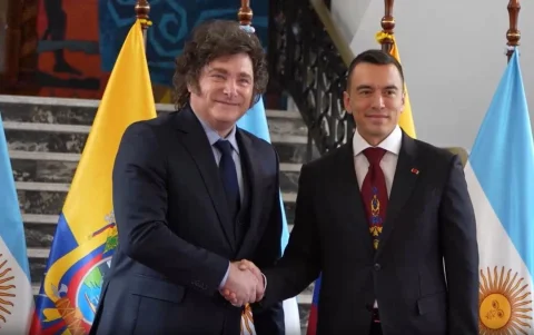 Los presidentes de Ecuador y Argentina, Daniel Noboa y Javier Milei, mantuvieron este jueves 6 de agosto una reunión oficial