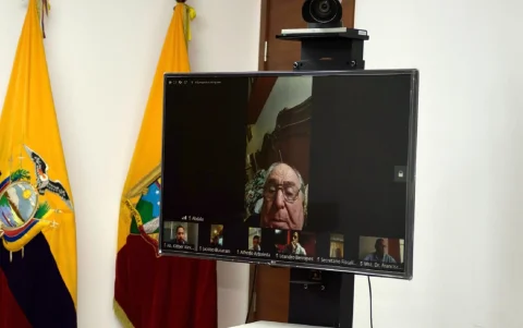 Telemática. Abdalá Bucaram asistió a la audiencia fallida desde su casa, el viernes 7 de agosto de 2026.