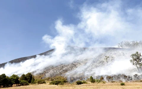 En Rayocucho, en Calacalí, 250 hectáreas resultaron afectadas por el fuego.