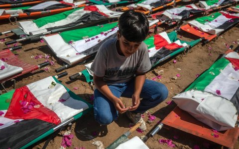 Un funeral colectivo en el este de la ciudad de Gaza, el 4 de agosto de 2026.