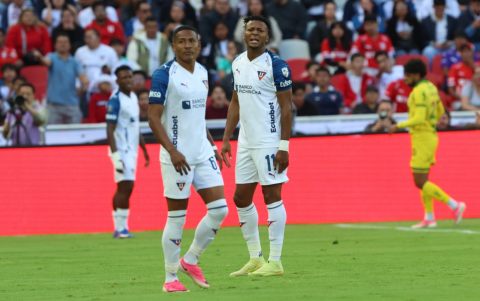 Liga de Quito celebra la victoria conseguida ante Mirassol en la Copa Libertadores.