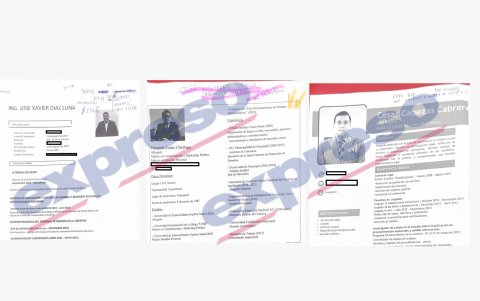 Las hojas de vida estaban sumilladas para identificar a los presuntos responsables detrás de la contratación.