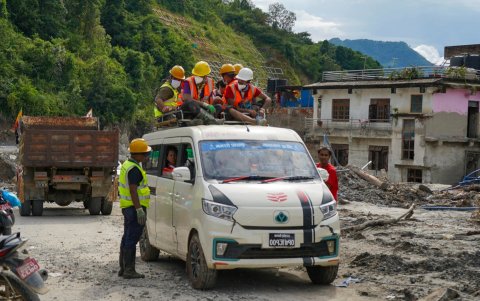 Devighat (Nepal), uno de los pueblos afectados por la avalancha de agua y rocas.