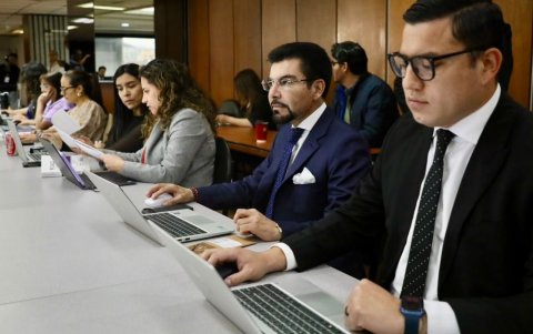 El fiscal general Carlos Alarcón estuvo presente en la audiencia de Sinohydro.