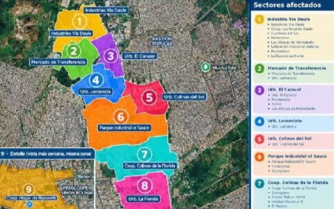 El corte afectará zonas de la vía a Daule, Bastión Popular y otros sectores por obras en un acueducto.