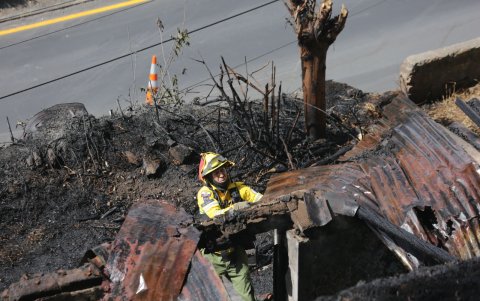 Una vivienda abandonada quedó destruida por el incendio forestal registrado en La Vicentina.
