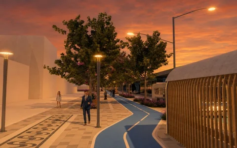 Rediseño vial. Aceras anchas, ciclovía, vegetación y paraderos que protejan a los usuarios están entre las recomendaciones de la propuesta urbana.