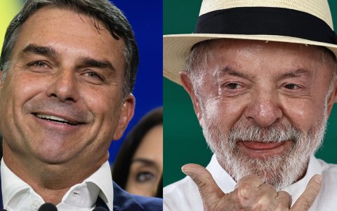 Combo de fotografías de archivo que muestra al senador Flávio Bolsonaro (i), y al presidente de Brasil, Luiz Inácio Lula da Silva.