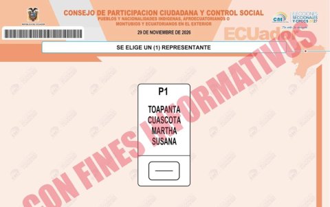 La papeleta en la elección del nuevo CPCCS tiene un solo casillero.
