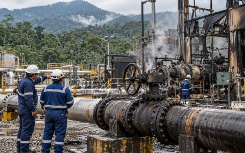 La paralización Trabajadores inspeccionan del SOTE redujo el transporte de crudo y obligó a Petroecuador a disminuir progresivamente la producción