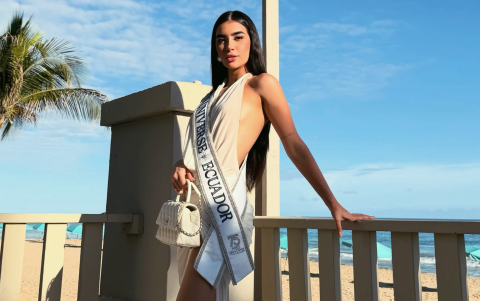 Dalia Bucaram, Miss Universo Ecuador 2026, participa en una actividad previa al certamen en Puerto Rico.