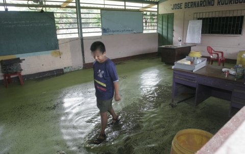La Escuela de Educación Básica José Bernardino Rodríguez es una de las instituciones que cada año registra inundaciones durante la temporada de lluvias.