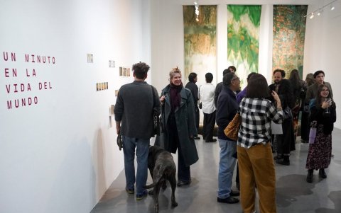 La exposición reúne obras de siete artistas. La curaduría fue realizada por Mikaela Macías.
