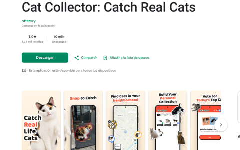 Cat Collector convierte la foto de un gato real en una tarjeta digital para sumar a la colección.