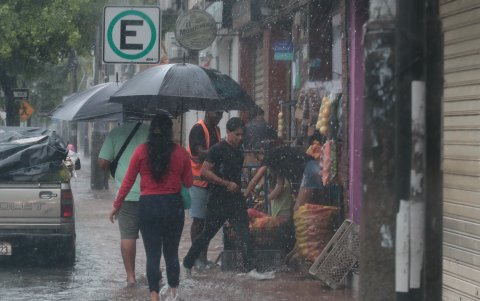 Pese a las intensas lluvias, comerciantes y propietarios de negocios continuaron con sus actividades en Guayaquil, entre calles anegadas y las dificultades de una jornada marcada por el mal tiempo.