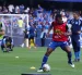 Romario Caicedo en el calentamiento de Emelec, previo a un partido de LigaPro 2026.