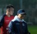 Gonzalo Valle y Marcelo Gallardo de risas en el último entrenamiento.
