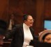 La legisladora del correísmo Sandra Figueroa durante la intervención en el Pleno de la Asamblea Nacional Ecuador.