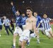 El centrocampista de la Real Sociedad Pablo Marín celebra el penalti que le dio la victoria al equipo donostiarra durante la final de la Copa del Rey ante Atlético de Madrid.