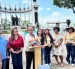 Gabriela Rivadeneira, presidenta de la RC, dio una rueda de prensa en el Malecón 2000, en el centro de Guayaquil.