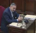 Captura de la señal del Tribunal Supremo en la que aparece el exministro José Luis Ábalos durante su declaración, este lunes.
