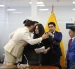 Diana Jácome recibió el apoyo de sus compañeros durante una rueda de prensa en la Asamblea Nacional Ecuador.