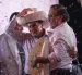 El candidato a la Presidencia de Perú Roberto Sánchez (c) y el hermano del expresidente de Perú Pedro Castillo, José Mercedes Castillo (c-i).