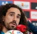 El defensa de la selección española Marc Cucurella durante la rueda de prensa tras el entrenamiento del equipo.