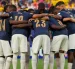Jugadores de la Selección de Ecuador previo a un partido del Mundial.