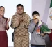 Carlos (d) sostiene al pato Merlín, vestido con una camiseta de la Selección Mexicana de Fútbol, junto a sus familiares Karla Gómez (i) y Cristian (2-d) durante una visita a la presidenta de México, Claudia Sheinbaum.