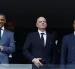 El presidente de la Asociación de Fútbol de Irak, Younis Mahmoud; el presidente de la FIFA, Gianni Infantino; y el presidente de la Federación Francesa de Fútbol, Philippe Diallo, asisten al Mundial de la FIFA 2026.