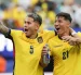 Jordy Alcívar (i) y Alan Franco, de Ecuador, en la celebración por el pase a 16avos de final del Mundial 2026.