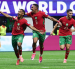 Gessime Yassine de Marruecos (izq.) celebra con su compañero Soufiane Rahimi tras marcar un gol en el Mundial 2026