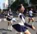 Las bastoneras dieron el toque de alegría en el desfile que recorrió el bulevar 9 de Octubre y la avenida Malecón, en el centro de Guayaquil.