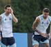 Rodrigo De Paul y Lionel Messi entrenando en Lauderdale, Florida.